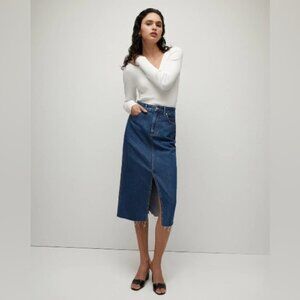 🆕 Veronica Beard Womens Victoria Denim Midi Jean Skirt NWT